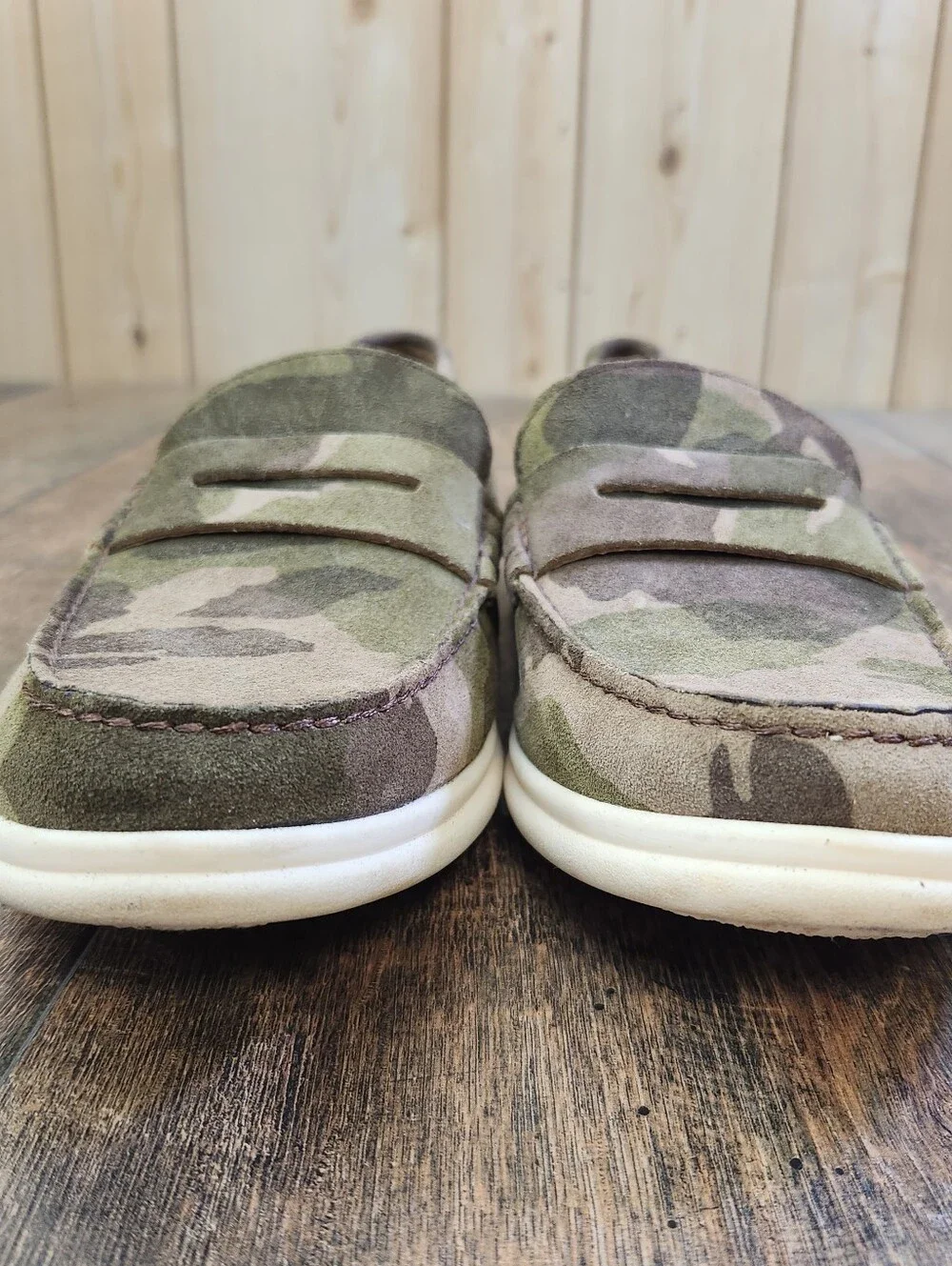Johnston & Murphy Camo Suede Slip-On Loafer Brown Green Men's Size 10M 24-5738